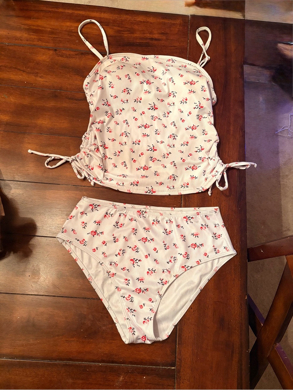 Floral Pink High-Waist Tankini Bikini Set